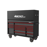 Boxo Pro Series | Loaded 72" 14-Drawer Garage Top Rolling Tool Box | Black