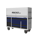 Boxo Pro Series | Loaded 72" 14-Drawer Garage Top Rolling Tool Box | White