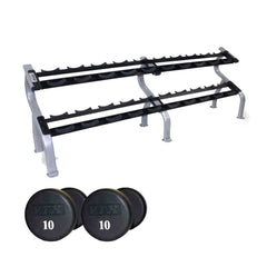 VTX 5 lbs to 100 lbs Round Head Urethane Dumbbell Set 20 Pair With 3-Tier Horizontal Rack