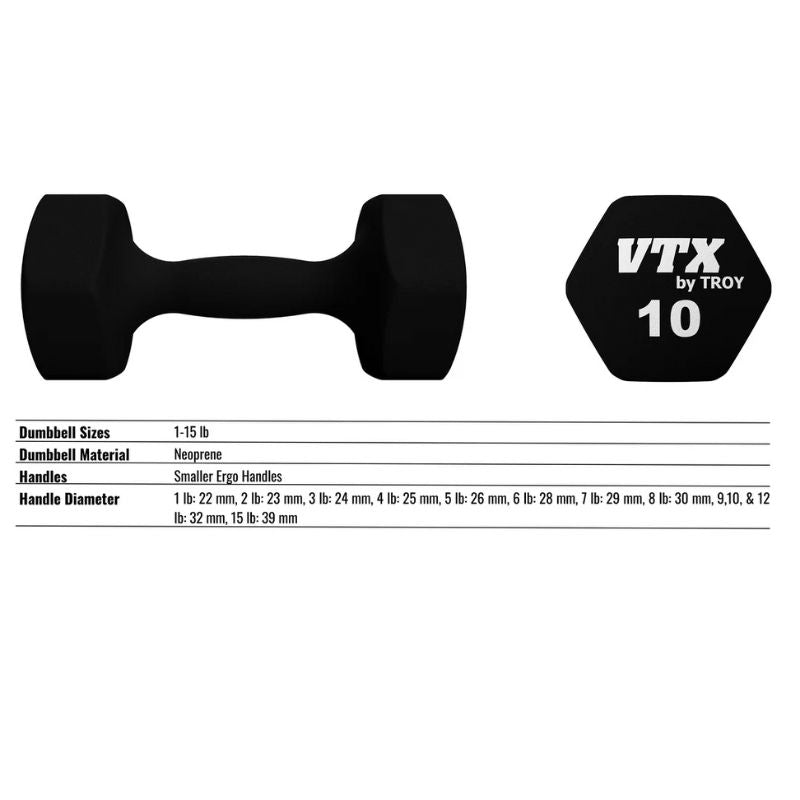 VTX GTD Neoprene Textured Hex Dumbbell