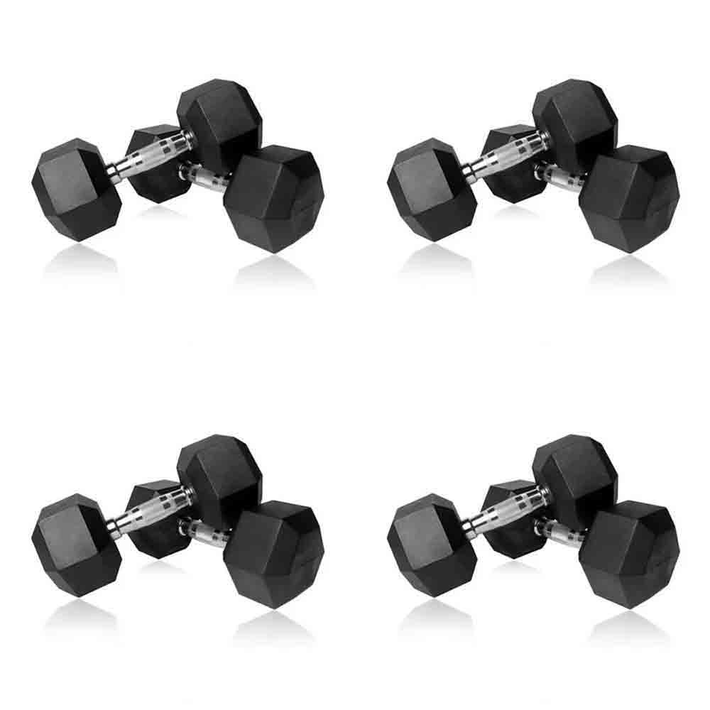 VTX by Troy 35 lb to 75 lb 8 Sided Rubber 9-Pair Dumbbell Set with Rack