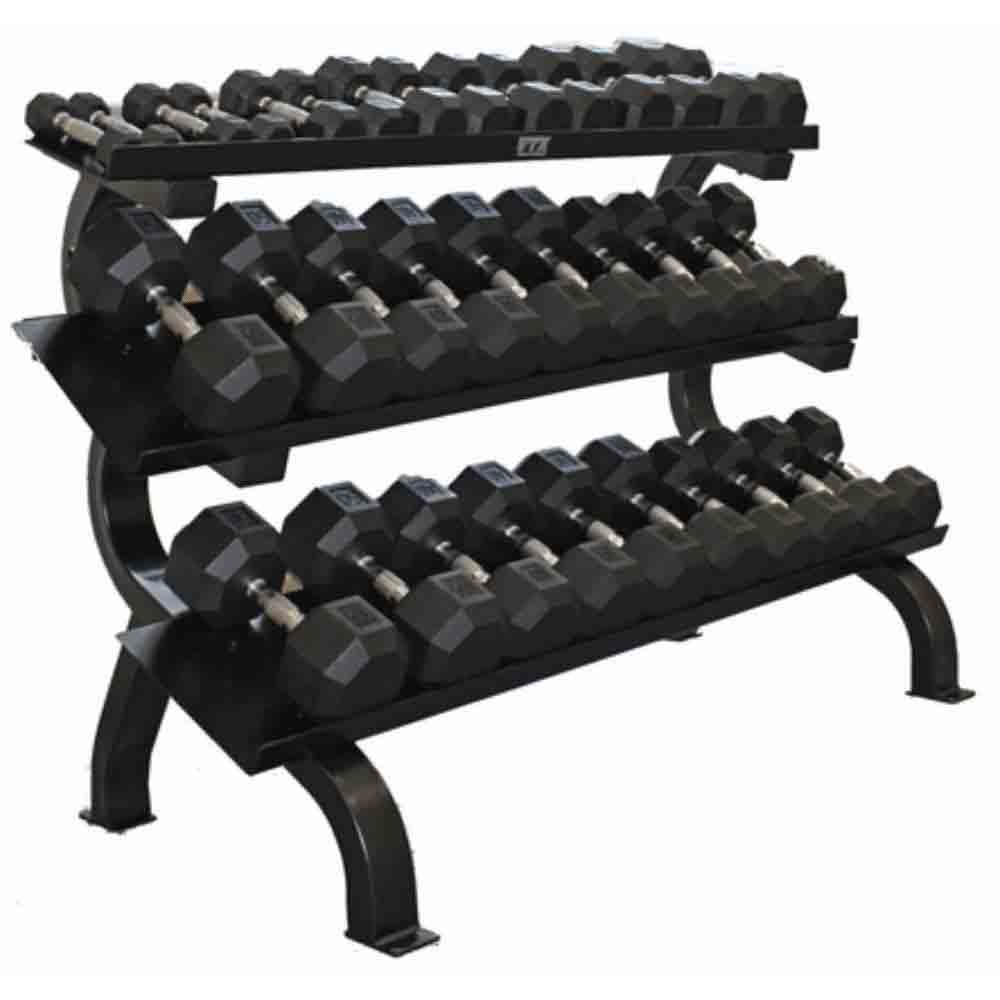 VTX by Troy 5 lbs to 75 lbs 8 Sided Rubber Encased Dumbbell Set with Rack