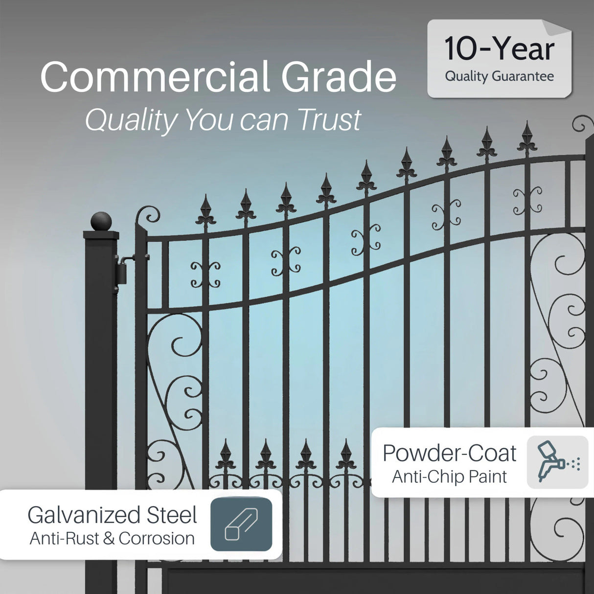 Aleko Steel Dual Swing Driveway Gate - VENICE Style - 16 x 6 Feet