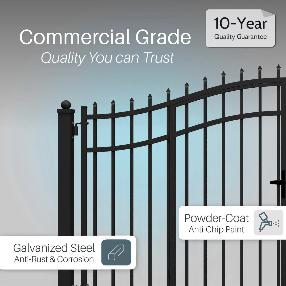 Aleko Steel Dual Swing Driveway Gate with Built-In Pedestrian Door - VIENNA Style - 12 x 7 Feet