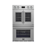 FORNO Gallico 30" 7.36 cu. ft. French Door Double Electric Wall Oven with Telescopic Racks, Air Fry, Self-Clean and Sous Vide, FBOEL1388-30