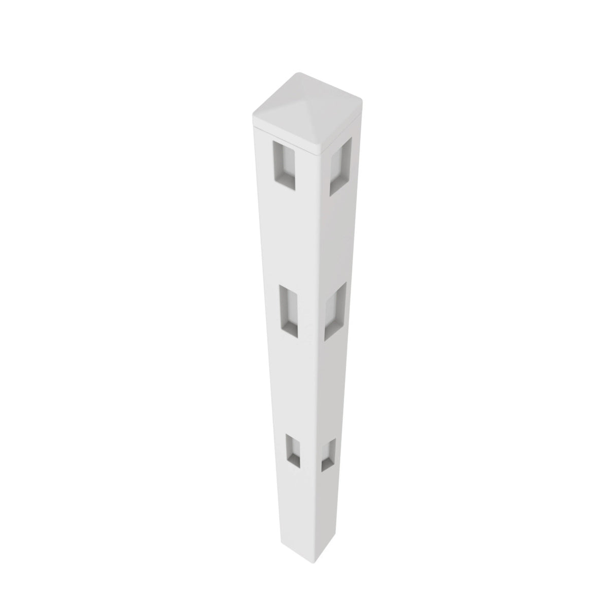 Aleko 5 in. x 5 in. x 5.3 ft. Vinyl Fence 3-Way Post for 3-Rail Fencing – White