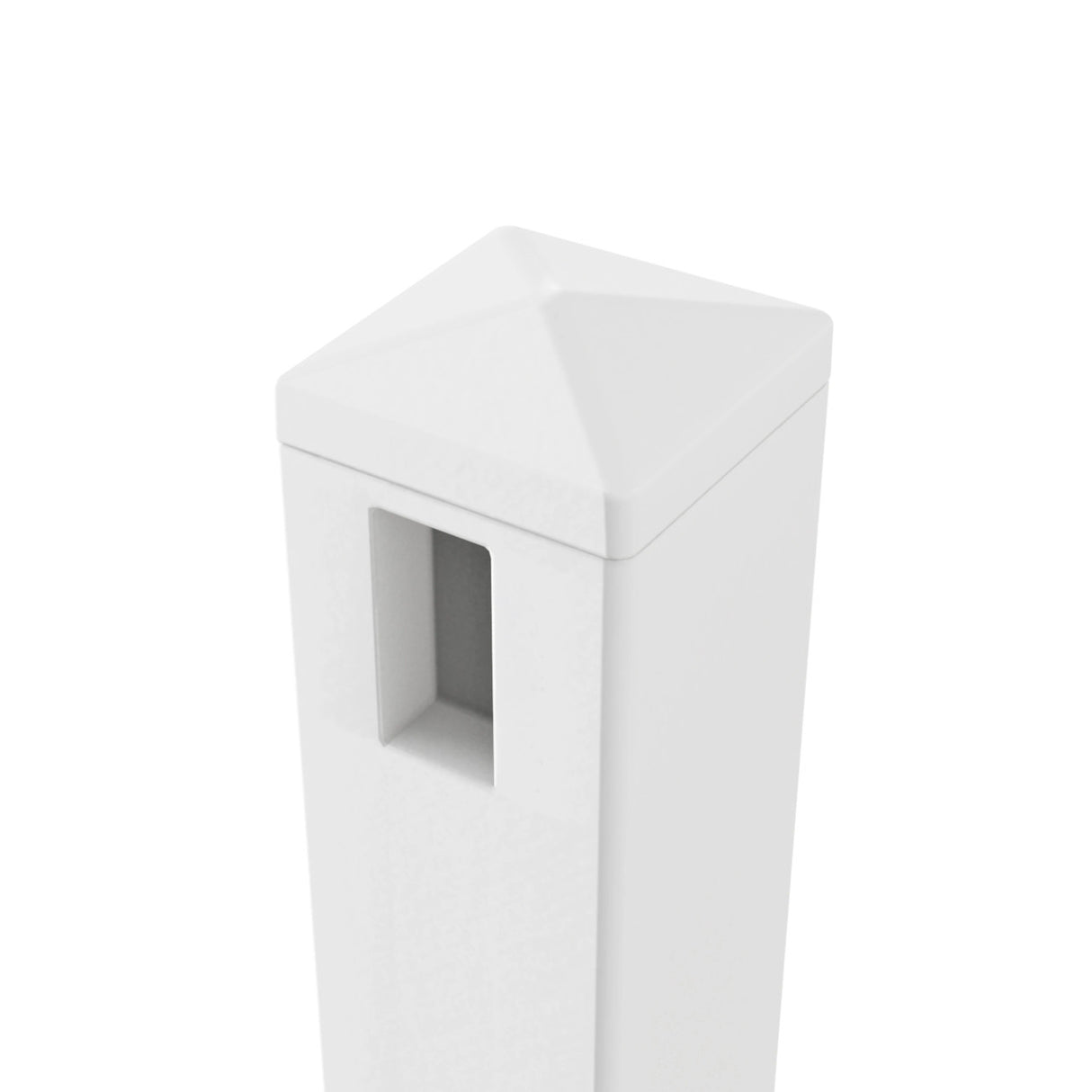 Aleko 5 in. x 5 in. x 5.3 ft. Vinyl Fence Line Post for 3-Rail Fencing – White