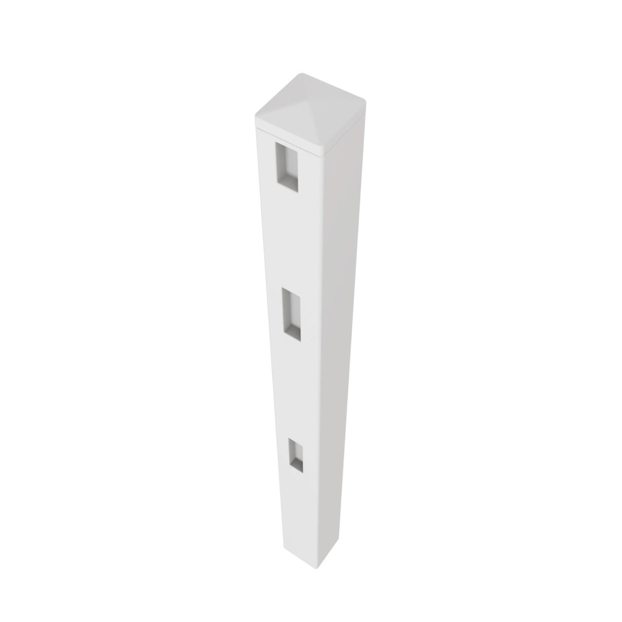 Aleko 5 in. x 5 in. x 5.3 ft. Vinyl Fence Line Post for 3-Rail Fencing – White