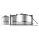 Aleko Steel Sliding Driveway Gate - 18 ft with Pedestrian Gate - 5 ft - PARIS Style
