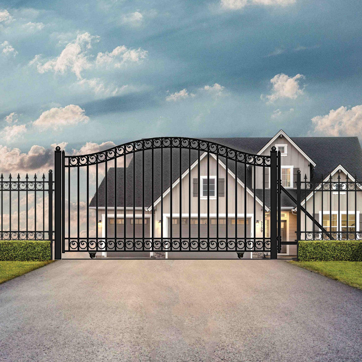 Aleko Automated Steel Sliding Driveway Gate and Gate Opener Complete Kit – DUBLIN Style – 18 x 6 Feet