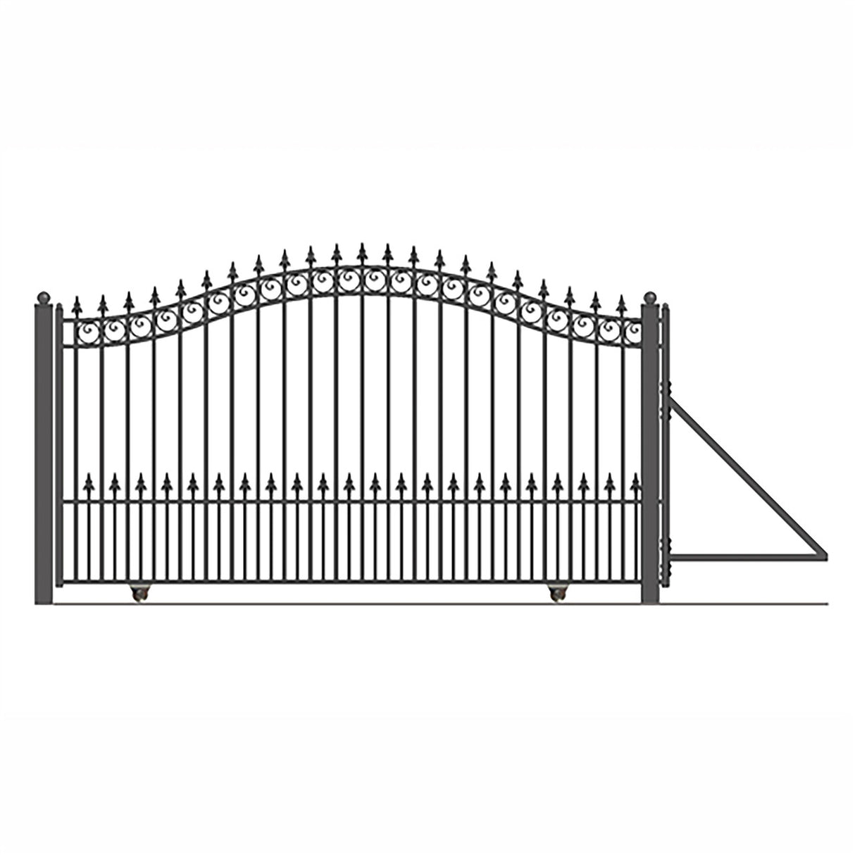 Aleko Steel Sliding Driveway Gate - 16 ft with Pedestrian Gate - 5 ft - PRAGUE Style