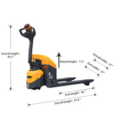 Apollolift Full Electric Pallet Jack With Emergency Key Switch 4400lbs Cap. 48" x27" Local Pick-Up A-1030