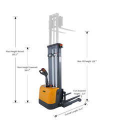 Apollolift Powered Forklift Full Electric Walkie Stacker 3300lbs Cap. Straddle Legs.118" lifting Local Pick-Up A-3047