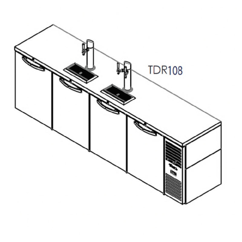 True Refrigeration TDR108-RI Refrigerated Draft Bar Cooler Four-section 108