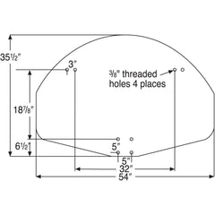 Bison 35-½” x 54″ Aluminum Fan Shaped Backboard BA475SS