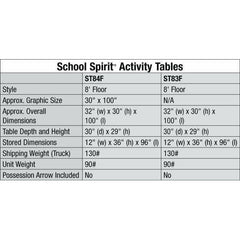 Bison 8′ School Spirit Folding Scorers Table ST84F