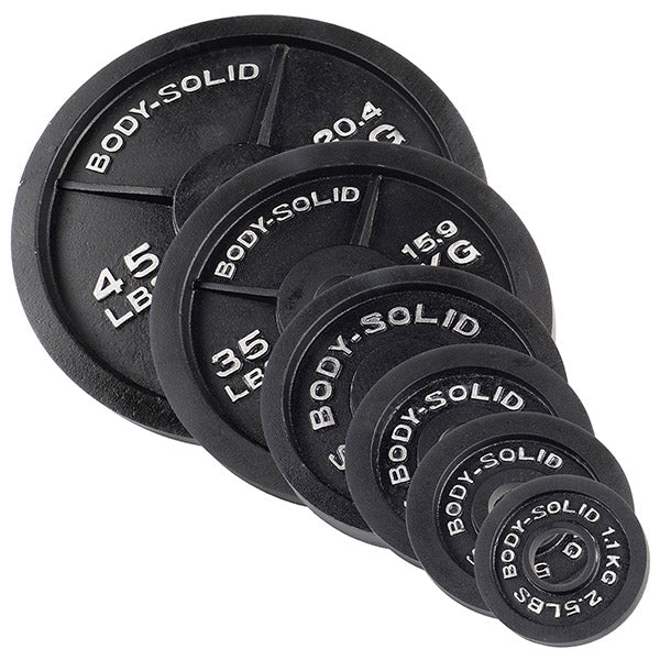 Body-Solid 455 lbs. Cast Iron Olympic Weight Plates - OSB455