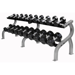 Troy 105 lb to 125 lb 12-Sided Rubber Encased Dumbbell Set with Rack