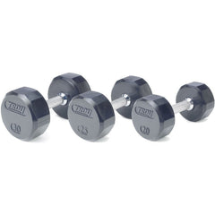 Troy 105 lb to 125 lb 12-Sided Rubber Encased Dumbbell Set with Rack