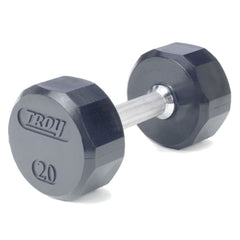 Troy 105 lb to 125 lb 12-Sided Rubber Encased Dumbbell Set with Rack