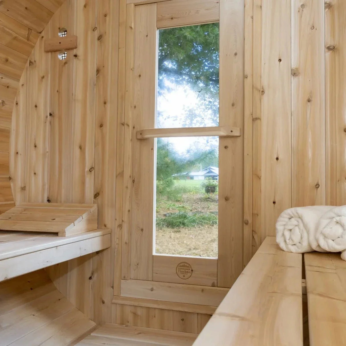 Dundalk Leisurecraft Serenity Barrel Sauna Canadian Timber 4 Person | CTC2245W