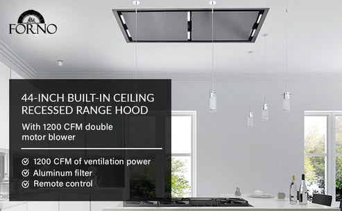 FORNO Arezzo 44" 1,200 CFM Celling Range Hood, FRHRE5312-44