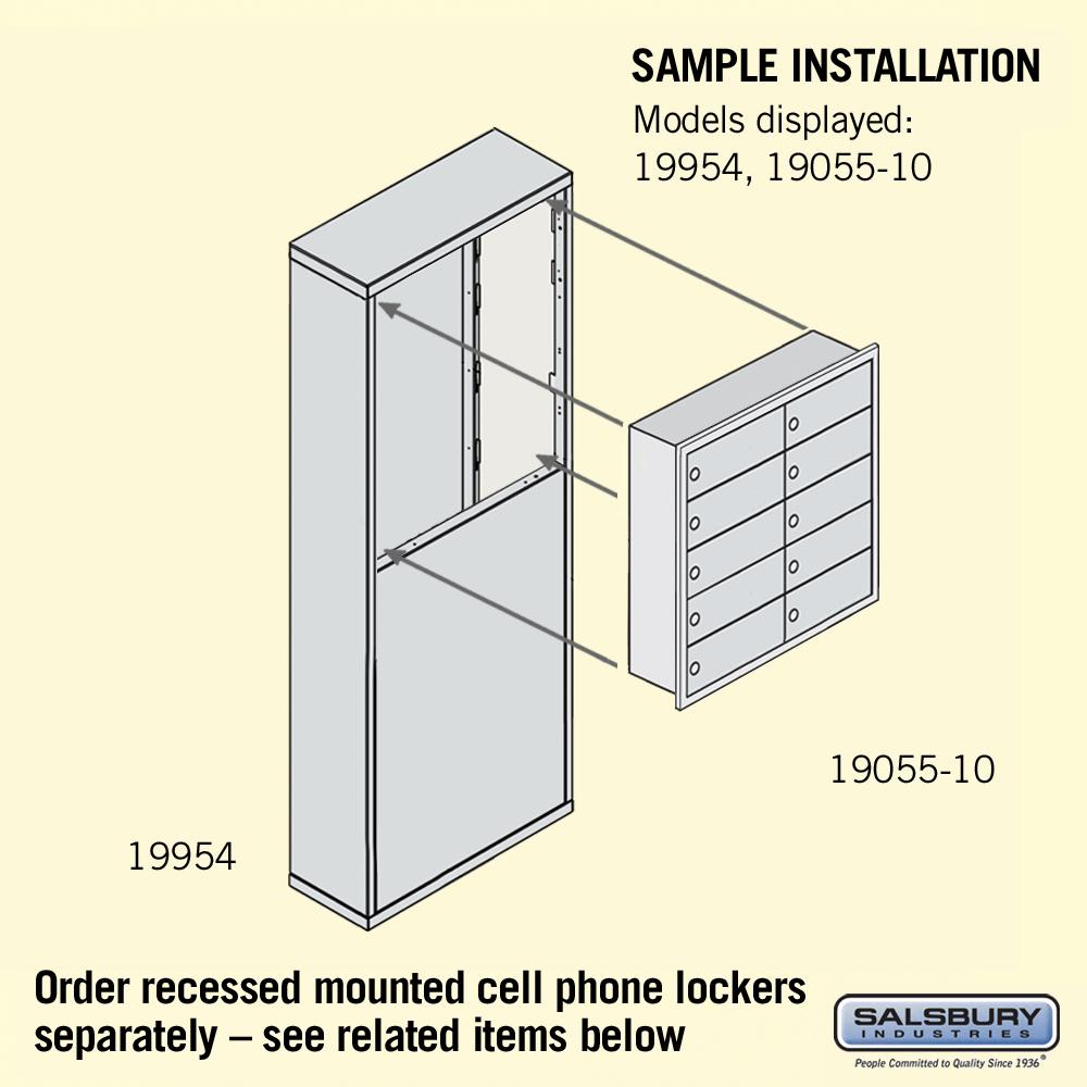 Free-Standing Enclosure for #19158-16 and #19158-20 - Recessed Mounted Cell Phone Lockers - Aluminum by Salsbury
