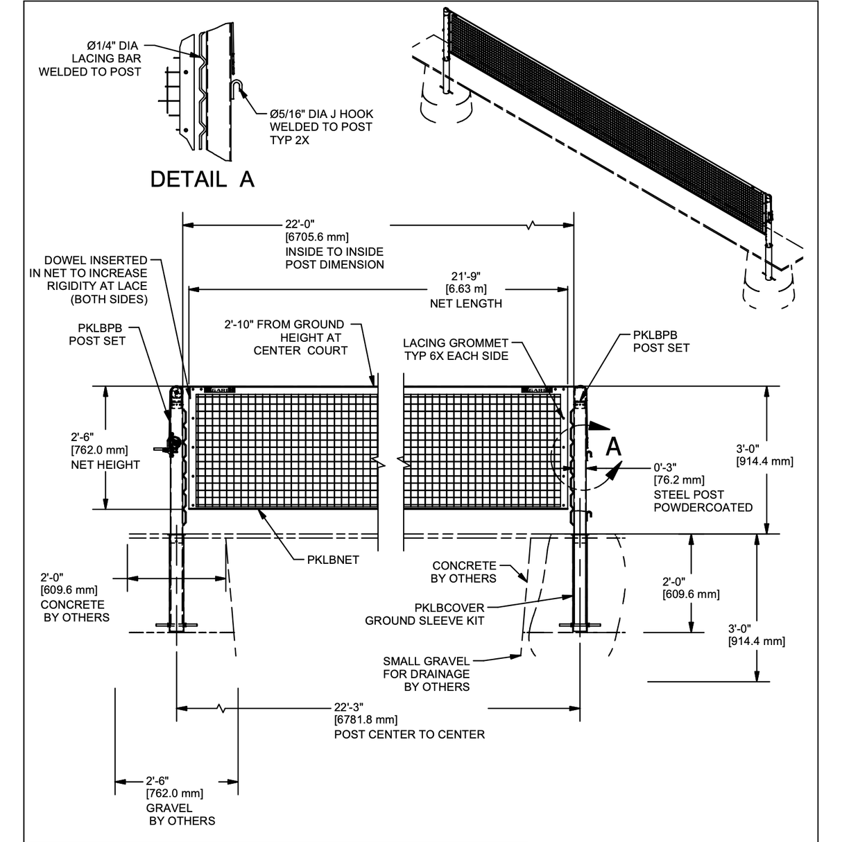 Gared Sports Outdoor Pickleball Net Post System PKLBIG
