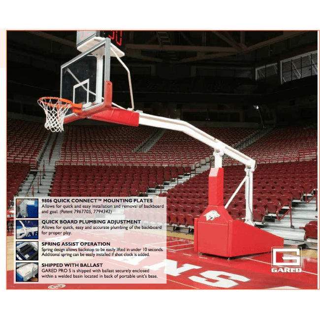 Gared Sports Pro S Spring-Lift Portable Basketball Hoop w/ 8' Boom 9616