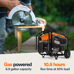 Generac Portable Generator, 6500W | Electric Start with COsense | 49ST/CSA