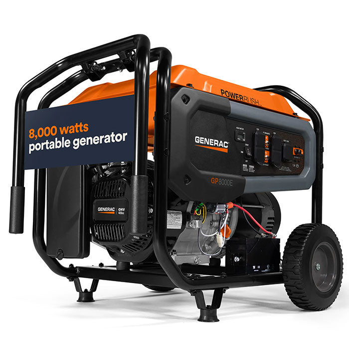 Generac Portable Generator, 8000W | Electric Start with COsense | 49ST/CSA
