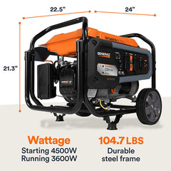 Generac Portable Generator, 3600W | With COsense | 49ST/CSA
