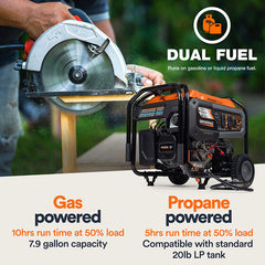 Generac Portable Generator, 7500W | Dual Fuel | With COsense