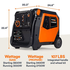 Generac Portable Inverter Generator, iQ3800| Dual Fuel | 49ST