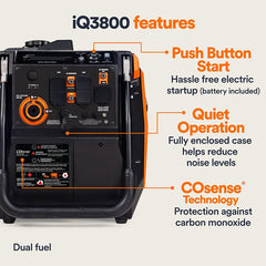 Generac Portable Inverter Generator, iQ3800| Dual Fuel | 49ST