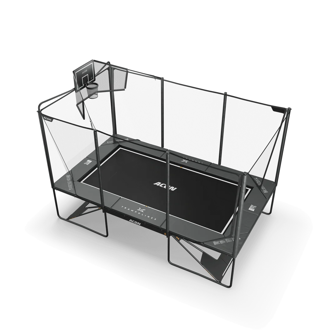 ACON X Basketball Hoop with Back Net for 17ft Rectangular Trampoline