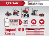 Titan 0532052 Impact 410 Skid Airless Sprayer w/RX-80 4F Gun, 517 TR1 Tip, & 1/4" x 50' Airless Hose
