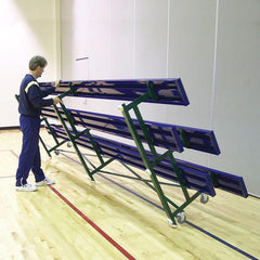 Jaypro Indoor Bleacher - 15 ft. (2 Row - Single Foot Plank) - Tip & Roll BLCH-2TRG