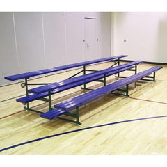 Jaypro Indoor Bleacher - 15 ft. (3 Row - Single Foot Plank) - Tip & Roll (Powder Coated) BLCH-3TRGPC