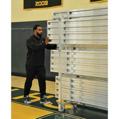 Jaypro Indoor Bleacher - 7-1/2 ft. (2 Row - Double Foot Plank) - Tip & Roll BLDP-275TRG