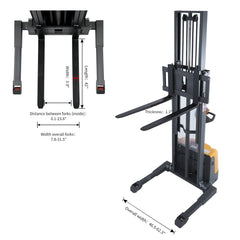 Apollolift Powered Forklift Full Electric Walkie Stacker 3300lbs Cap. Straddle Legs.118" lifting Local Pick-Up A-3047