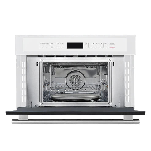 FORNO Espresso Oliena 30" 1.6 cu. ft. Built-In Microwave Oven in White with Antique Brass Handles, FMWDR3093-30WHT