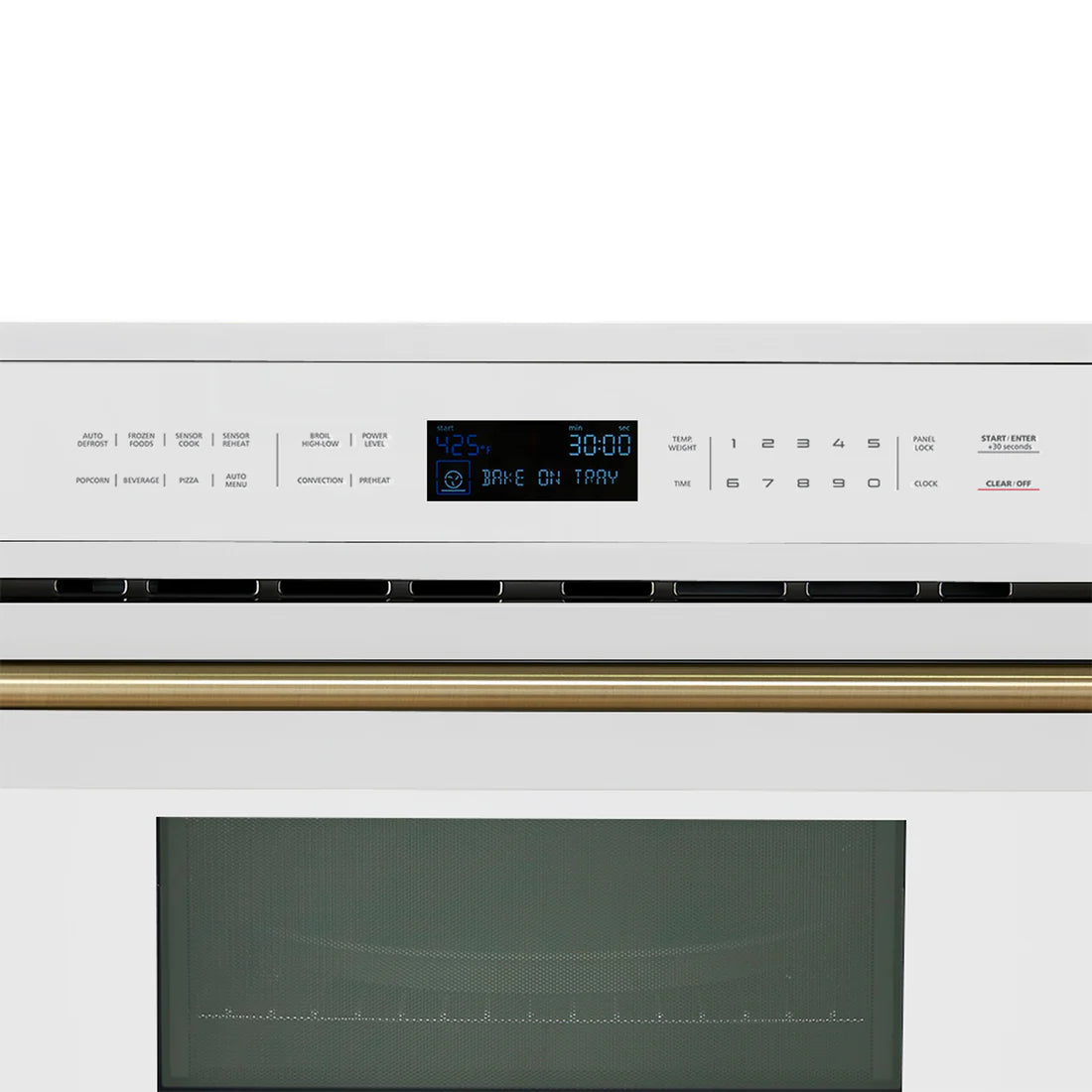 FORNO Espresso Oliena 30" 1.6 cu. ft. Built-In Microwave Oven in White with Antique Brass Handles, FMWDR3093-30WHT
