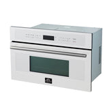 FORNO Espresso Oliena 30" 1.6 cu. ft. Built-In Microwave Oven in White with Antique Brass Handles, FMWDR3093-30WHT