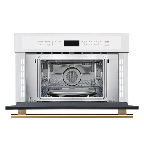 FORNO Espresso Oliena 30" 1.6 cu. ft. Built-In Microwave Oven in White with Silver Handles, FMWDR3093-30WHT