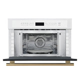 FORNO Espresso Oliena 30" 1.6 cu. ft. Built-In Microwave Oven in White with Antique Brass Handles, FMWDR3093-30WHT