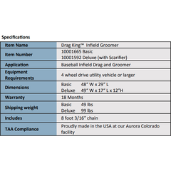 Newstripe Drag King Deluxe Infield Drag with Optional Scarifier 10001592