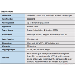 Newstripe LineRider UTV Skid Mounted Athletic Line Striper 10005171