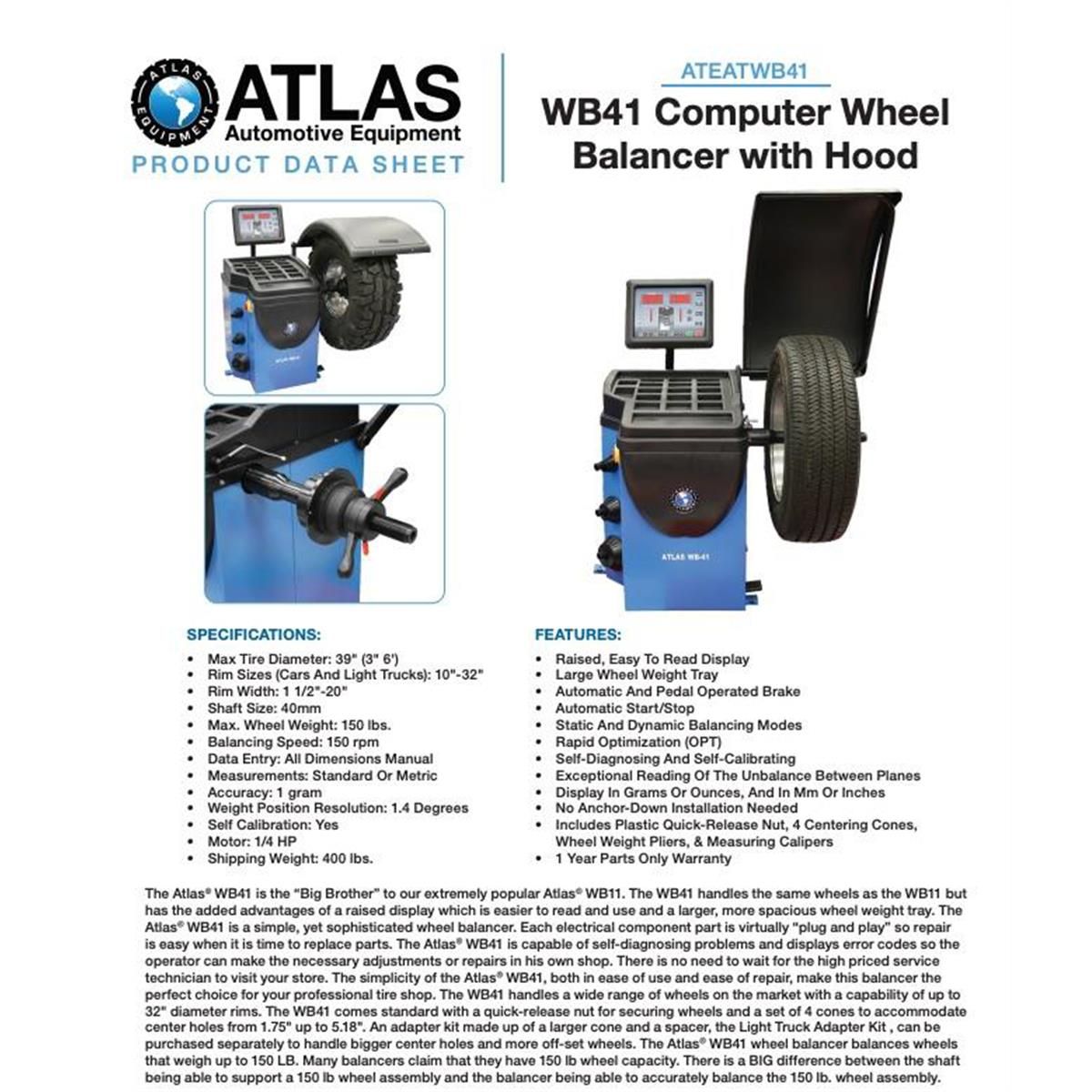Atlas WB41 Computerized Wheel Balancer