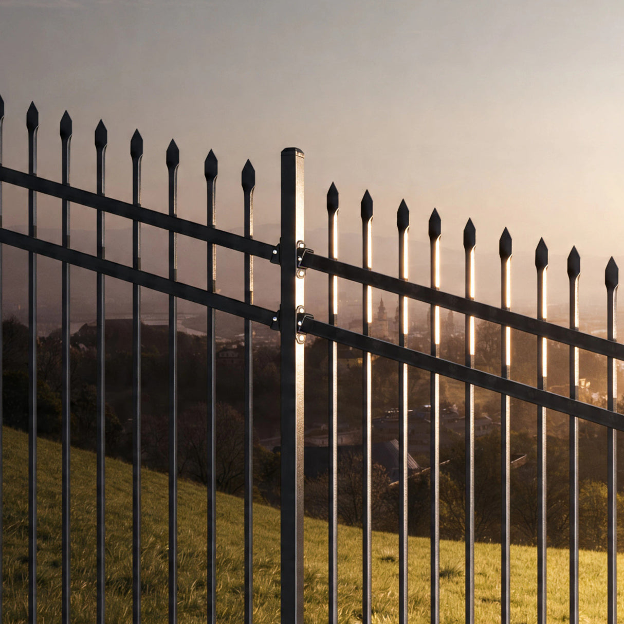 Aleko Commercial Grade Steel Fence Kit – Tokyo Style – 4 Panels (8x6 ft.) for Flat and Sloped Installation